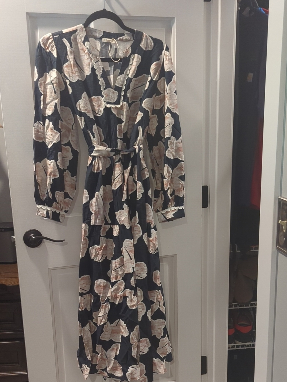 JODIFL Black Maxi Dress with Cream Floral Print
